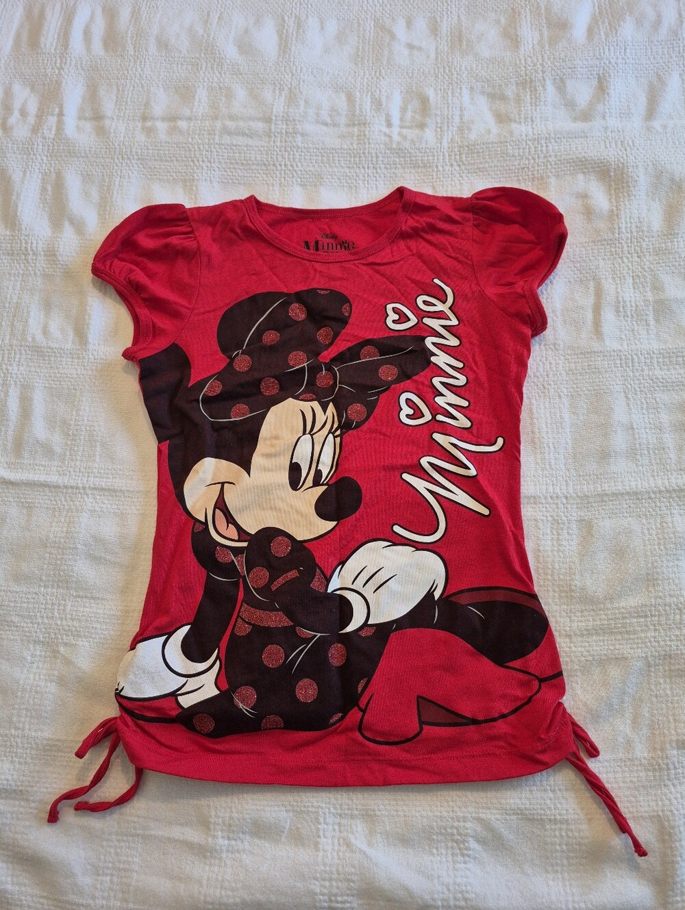 Disney Minnie Mouse girls Large red short sleeve shirt VGUC